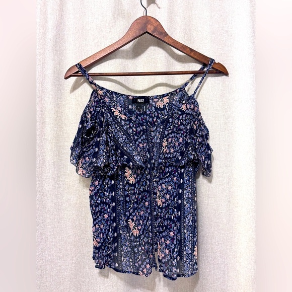PAIGE Blue Floral Ruffled Summer Blouse - Picture 2 of 10